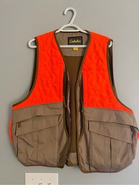 Cabela's Upland Traditions Hunting Vest Tan Blaze Orange Size medium